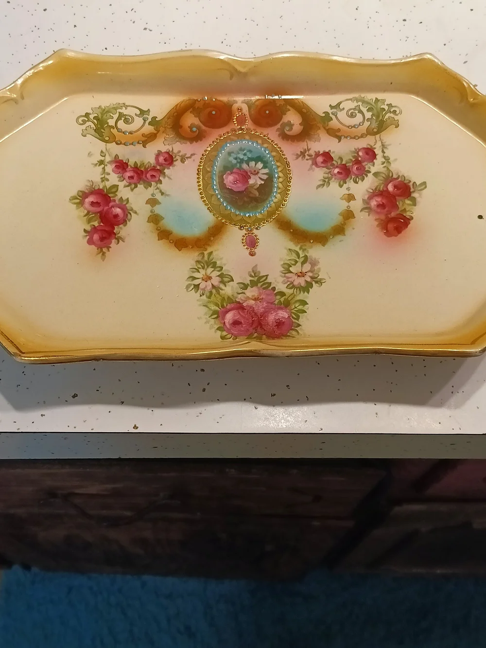 Vintage Crown Devon Blush Ivory Vanity Tray Vintage Porcelain